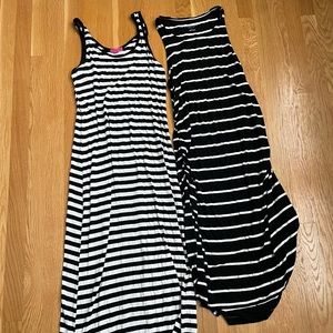 2 striped maternity maxi dresses